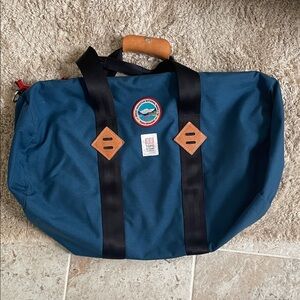 Topo Designs Navy Duffel Bag with Black Straps